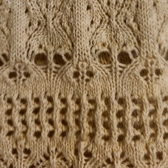 Mossimo Tan Crochet Crop Top Light Sweater Sz L - Picture 4 of 6